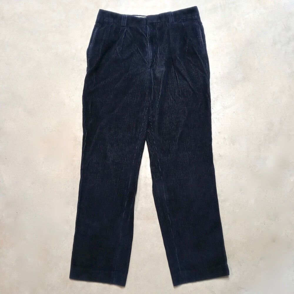 LL Bean Navy Blue Corduroy Pants Size 34x32 Classic Relaxed Comfort Straight